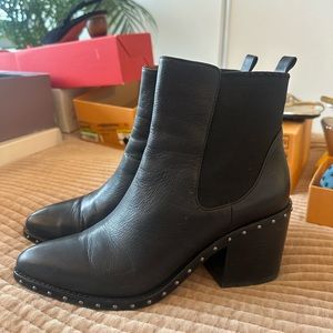 10 Crosby Derek Lam Black Heeled Boots with Stud Detailing